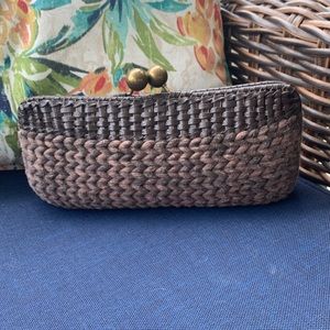 NEW KAYU Clutch Brown Woven Cotton & Raffia